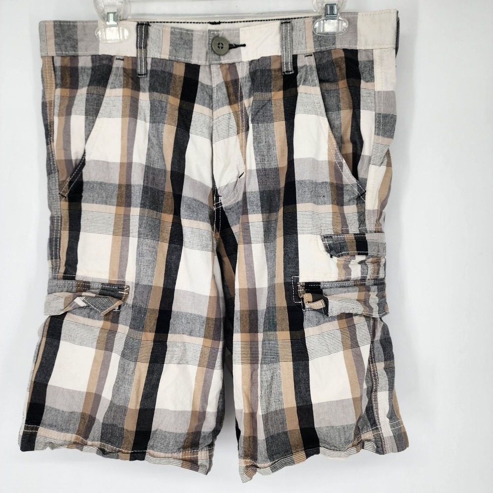 Y2K Silvertab Cargo Shorts Mens 32 Brown Plaid Baggy Wide Leg 12" Inseam Levis